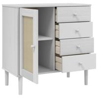 Dressoir SENJA 80x40x80 cm rattan look massief grenenhout wit - thumbnail
