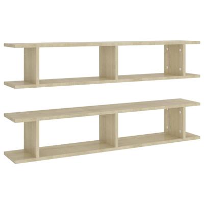 Wandschappen 2 st 105x18x20 cm bewerkt hout sonoma eikenkleurig