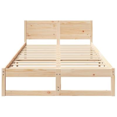 Bedframe met hoofdeinde Naturel 140 x 190 cm Massief grenenhout