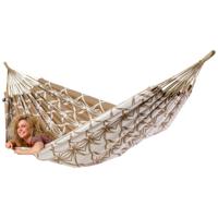 Familie hangmat - 400x180cm - Bruin - 200kg draagkracht- 100% katoen - binnen & buiten - thumbnail