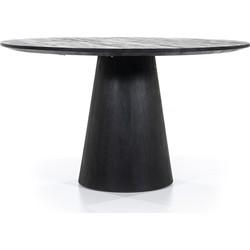 Eleonora Ronde Eettafel 'Aron' Mangohout, kleur Zwart, 130cm