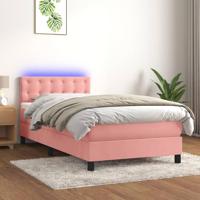 Boxspring met matras en LED fluweel roze 80x200 cm - thumbnail