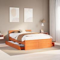 Bedframe zonder matras met hoofdbord hout wasbruin 140x190 cm - thumbnail