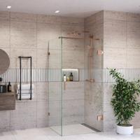 Douchecabine BWS Portos Profielloos Geborsteld Brons Helder Glas 8 mm Nano Coating (Alle Maten) - thumbnail