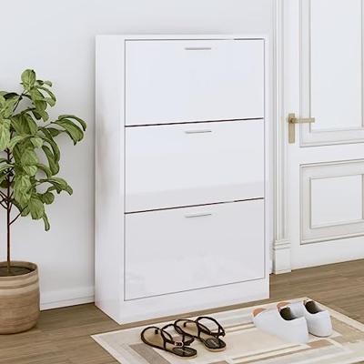 VidaXL Schoenenkast 63x24x103 cm bewerkt hout hoogglans wit