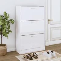 VidaXL Schoenenkast 63x24x103 cm bewerkt hout hoogglans wit - thumbnail