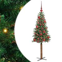VidaXL Slanke kerstboom groen 150 cm pvc en massief dennenhout - thumbnail