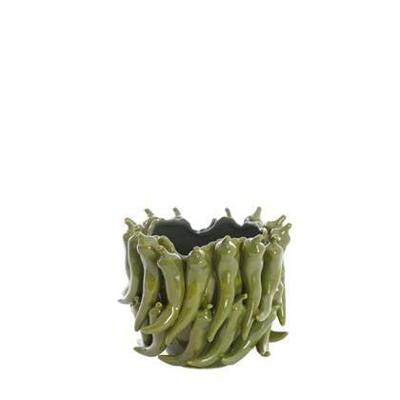 Light & Living Vaas 'Pepper' Keramiek, 20cm, kleur Donkergroen