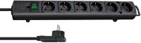 Stekkerdoos Comfort-Line 6-Wegs 2.00 m Zwart - Geaard - thumbnail