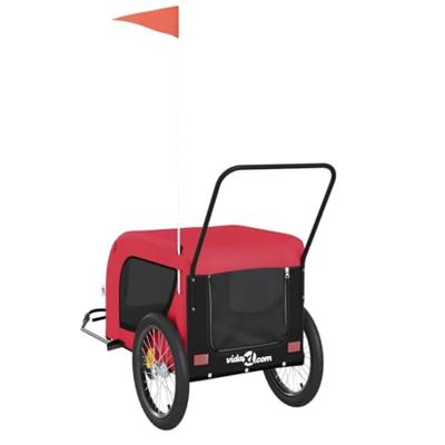 Hondenfietstrailer oxford stof en ijzer rood en zwart