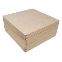 Vierkante grenen opbergkist met deksel - Laag - thumbnail