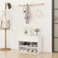 VidaXL Schoenenbank 60x30x45 cm bewerkt hout wit - thumbnail