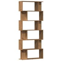 Boekenkast 80x24x192 cm bewerkt hout artisanaal eikenkleur - thumbnail