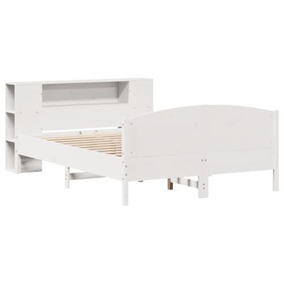 Bed met boekenkast zonder matras grenenhout wit 140x190 cm