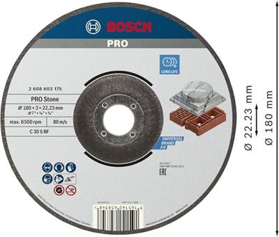 Bosch Accessories 2608603175 2608603175 Doorslijpschijf gebogen 180 mm 1 stuk(s) Steen Bosch Accessories 2608603175 2608603175 Doorslijpschijf gebogen 180 mm 1 stuk(s) Steen