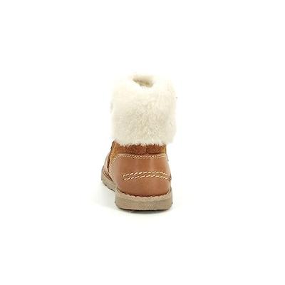Leren enkellaarsjes voor babymeisjes Nonofur KICKERS® 1ste stapjes karamel