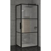 Douchecabine Riho Grid met Klapdeur 100x80 cm 6 mm Helderglas Zwarte Profielen Riho - thumbnail
