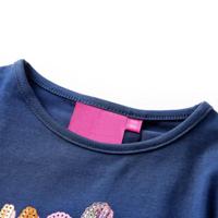 Kindershirt lange mouwen met woord in pailletten 92 marineblauw - thumbnail