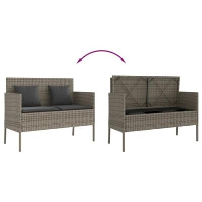 Tuinbank met kussens poly rattan grijs Tuinbank met kussens poly rattan grijs