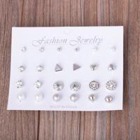 12 paar Sets geassorteerde meerdere Stud Earings sieraden Set met kaart voor vrouwen en Girls(Silver) - thumbnail
