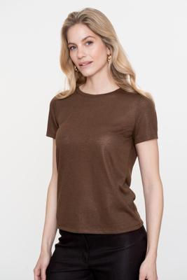 Geisha T-shirt Neck Foil 52605-41 T-shirt Korte Mouw 785 Dark Brown