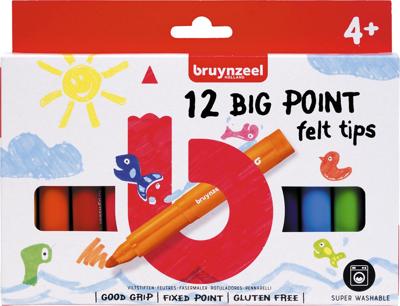 Viltstift Bruynzeel Kids Big Point set à 12 kleuren Viltstift Bruynzeel Kids Big Point set à 12 kleuren