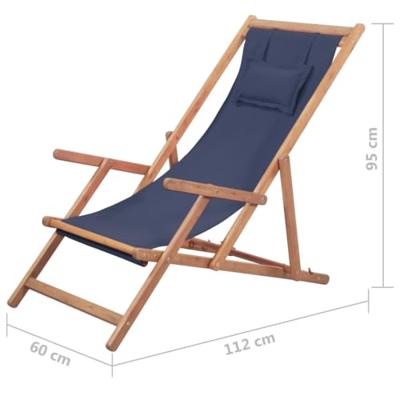 Strandstoel inklapbaar stof blauw - thumbnail
