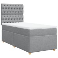 Boxspring met matras stof lichtgrijs 90x200 cm - thumbnail