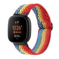 Fitbit Versa 3/4 & Sense 1/2 Nylon loop bandje - Multicolor (regenboog) - thumbnail