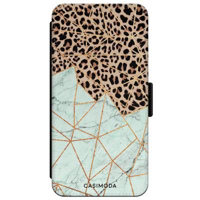 iPhone XR flipcase - Luipaard marmer mint