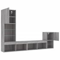 4-delige Tv-wandmeubelset met LED bewerkt hout grijs sonoma - thumbnail