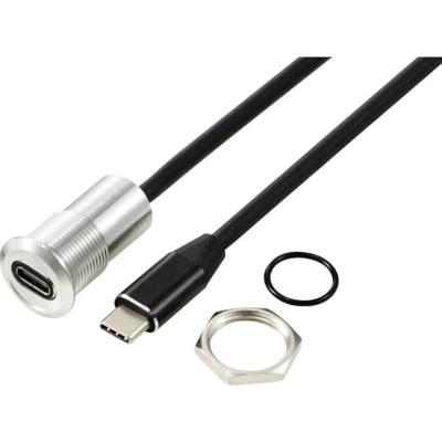 TRU COMPONENTS TC-13376324 USB-C (3.1) bus/stekker 1 m kabel zilver 1 stuk(s)