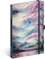 NOTIQUE Notitieboek, gelinieerd met elastiek 13x21cm, ca. A5, designer hardcover notebook, notitieblok, notitieboek, dagboek, dagboek voor volwassenen, dames (Sakura) - thumbnail