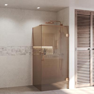 Douchecabine BWS Portos Profielloos Geborsteld Brons, Brons Glas 8 mm Nano Coating (Alle Maten)