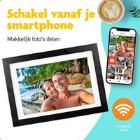 Pora&co Digitale Fotolijst met WiFi & Frameo App 10 inch, zwart / hout - thumbnail