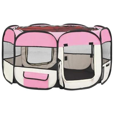 VidaXL Hondenren inklapbaar met draagtas 125x125x61 cm roze