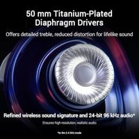 ASUS ROG Delta II Draadloze Gaming Hoofdtelefoon, 2,4 GHz en Bluetooth, grote en authentieke DualFlow-audio, 50 mm titanium geplateerde driver, voor PC, Mac, PS, Switch, Android, wit - thumbnail