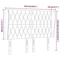 Hoofdbord met randen 163x23x118/128 cm stof lichtgrijs - thumbnail
