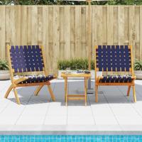 Tuinstoelen 2 st inklapbaar met tafel massief hout blauw - thumbnail