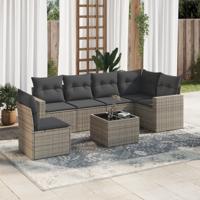 6-delige Loungeset met kussens poly rattan grijs - thumbnail