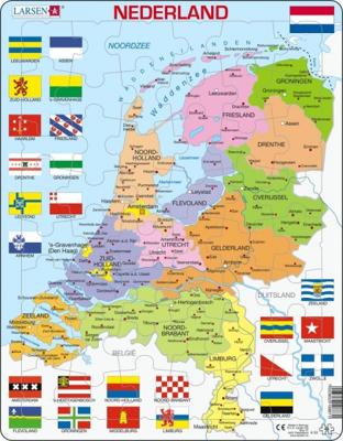 Larsen legpuzzel kaart nederland met provincies en vlaggen, 48st. Larsen legpuzzel kaart nederland met provincies en vlaggen, 48st.