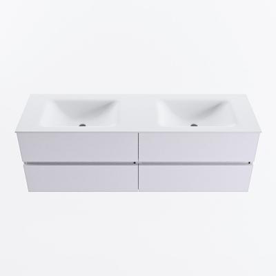 MONDIAZ VICA 150cm badmeubel onderkast Cale 4 lades. Wastafel CLOUD dubbel 2 kraangaten, kleur Talc.