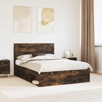 Bedframe met lade Gerookt eiken 150 x 200 cm Massief grenenhout - thumbnail