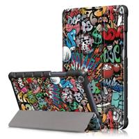 Graffiti patroon gekleurde tekening horizontale Flip lederen case voor Huawei MediaPad M5 lite met drie-opvouwbare houder - thumbnail