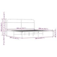Bedframe zonder matras metaal sonoma eikenkleur 200x200 cm - thumbnail