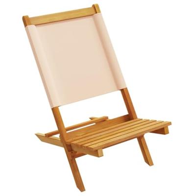 Tuinstoelen 2 st massief acaciahout en stof beige