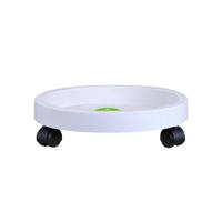 Universele ronde wielen pot tray gemakkelijk bewegende plant pot lade tuin plaat kunststof stand (wit) - thumbnail