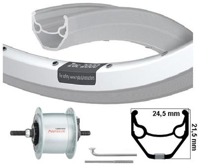 Kgs voorwiel 28inch (622) zac2000 zilver naafdynamo 6v-2.4w vaste