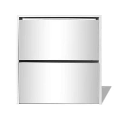 VidaXL Schoenenkast tweelaags met spiegel 63x17x67 cm wit