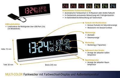 TFA Dostmann 60.2548.01 Wekker Zendergestuurd Zwart Alarmtijden 1 USB-aansluiting